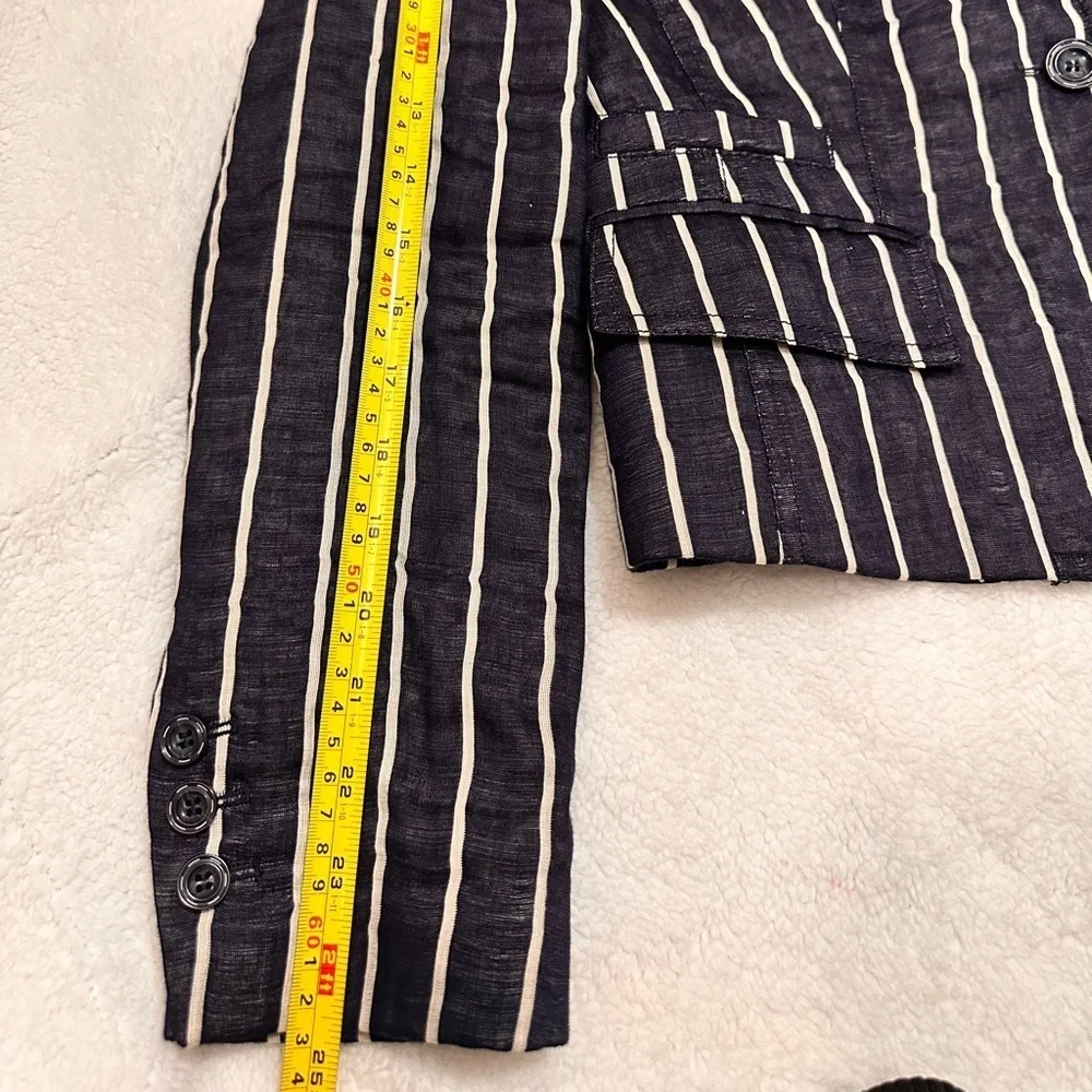 Striped Navy blue and White Women's Jacket - Picture 7 of 11